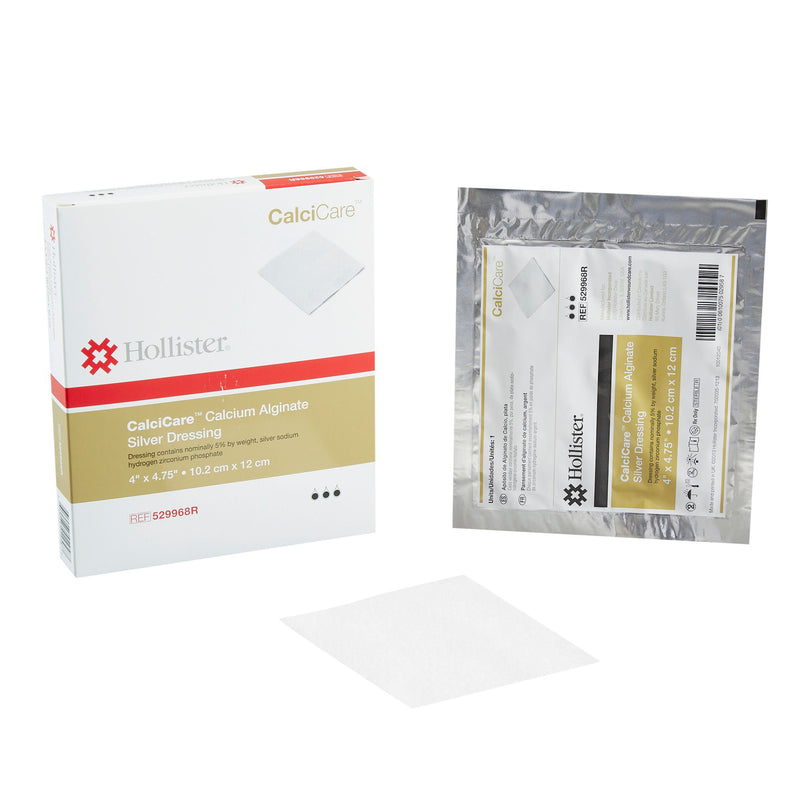 Silver Alginate Dressing CalciCare 4 X 4-3/4 Inch Rectangle Sterile (Box of 10)