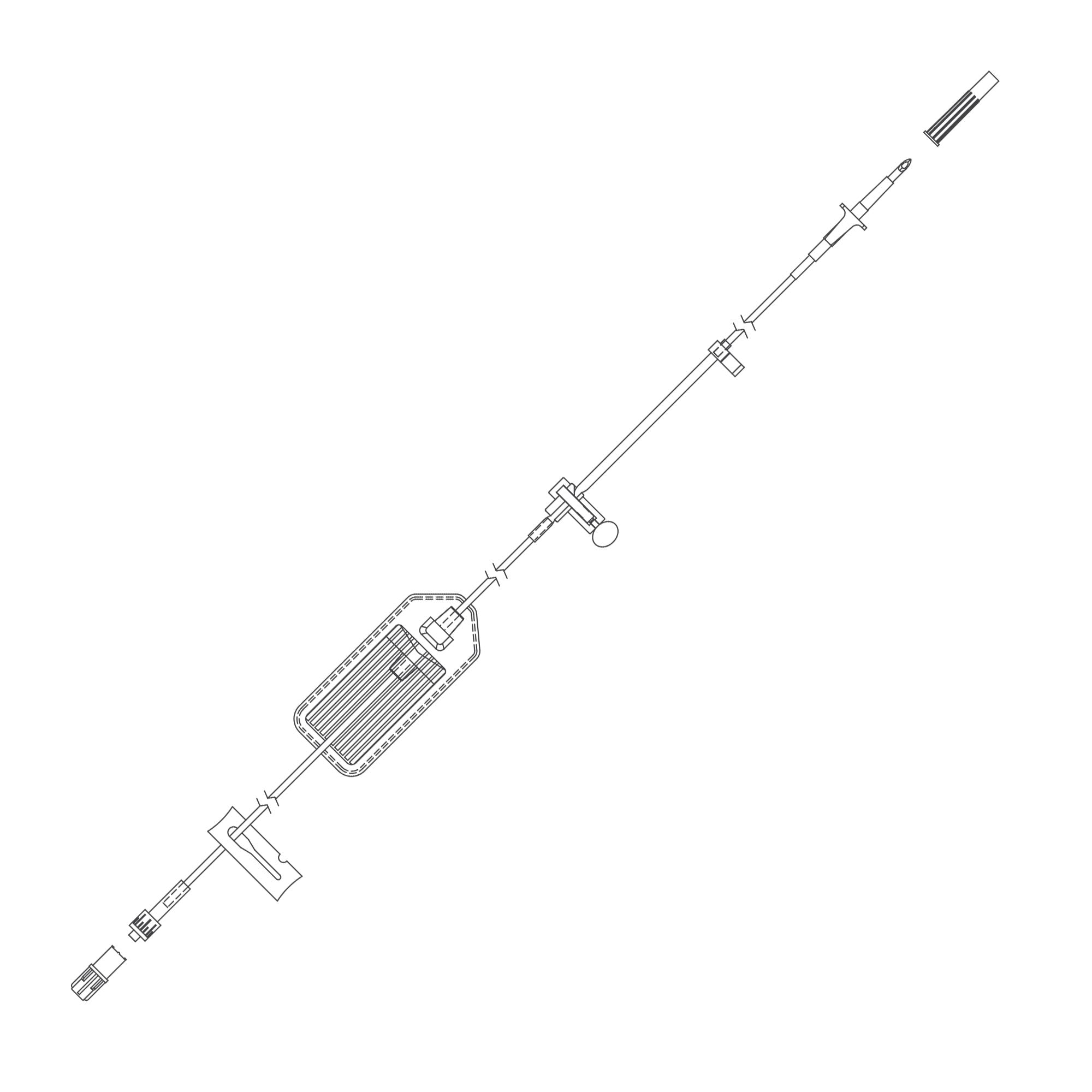 IV Pump Set Curlin Pump Without Ports 15 Drops / mL Drip Rate 1.2 Micron Filter 99 Inch Tubing Solution 