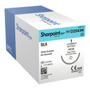 SUTURE SILK WHT BRD SIZE 130IN/75CM 1/2 CIRC 12/BX