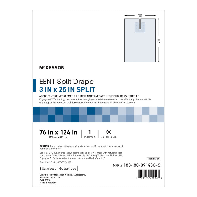 McKesson Sterile EENT Split Drape, 76 x 124 Inch (Case of 22)