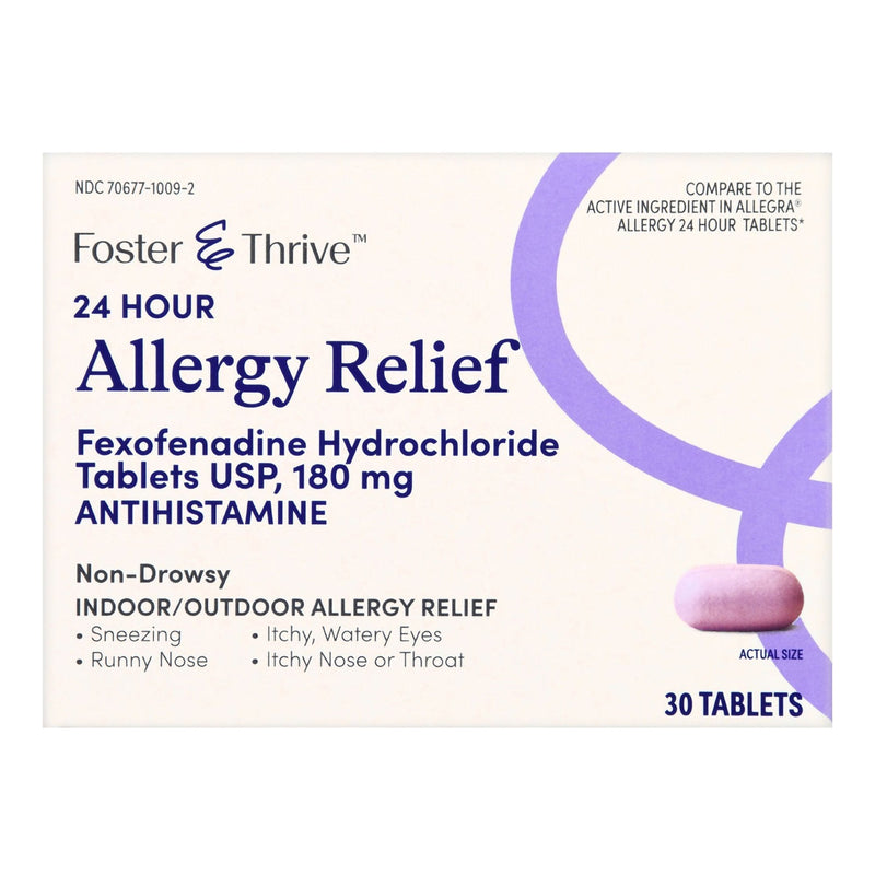 McKesson Brand Foster & Thrive 24 Hour Allergy Relief Fexofenadine HCl USP 180 mg Tablets (30/BX) 