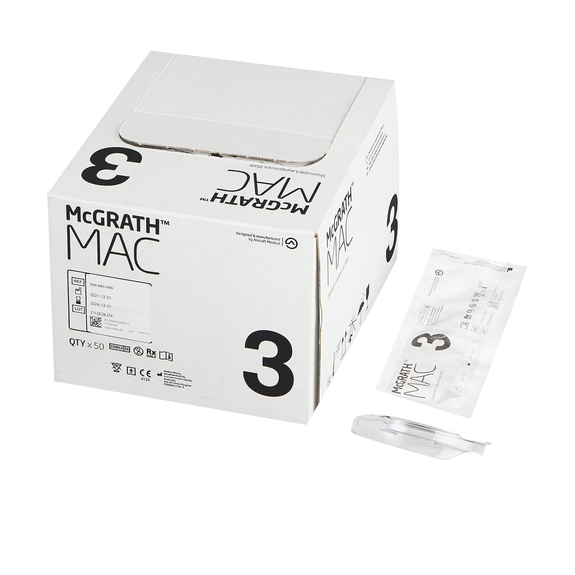 Video Laryngoscope Blade McGRATH Macintosh Type LED Light Adult Sterile 