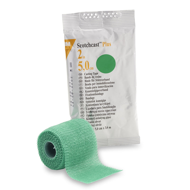 3M Scotchcast Plus Cast Tape, Green, 2 Inch x 4 Yards (Case of 10)