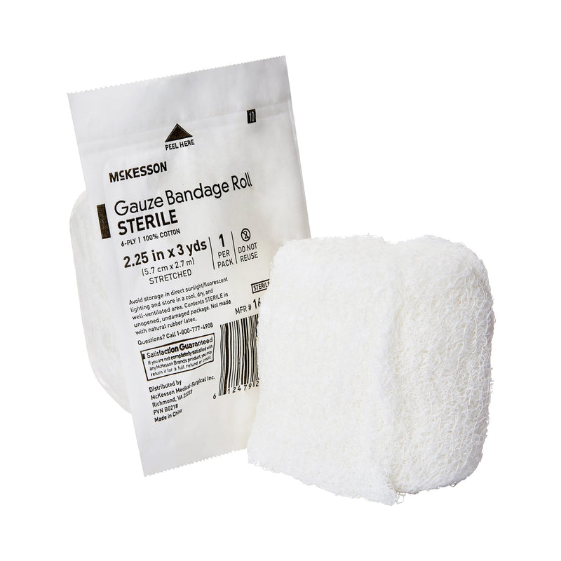 McKesson Sterile Fluff Bandage Roll, 2-1/4 Inch x 3 Yard, Six-Ply (Case of 96 Rolls)