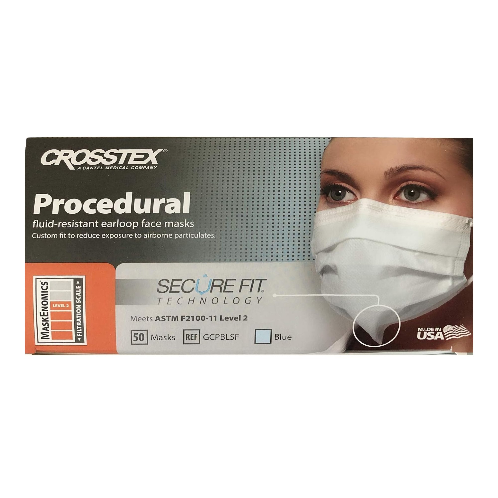SPS Medical Supply Crosstex Procedural Mask with Secure Fit, Blue (2000/CS) 