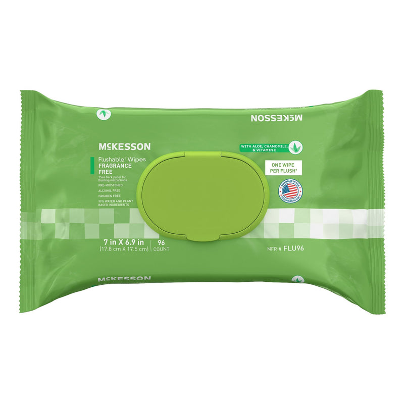 McKesson Brand McKesson Flushable* Wet Wipes - Unscented, 96 Wet Wipes per Pack (576/CS) 