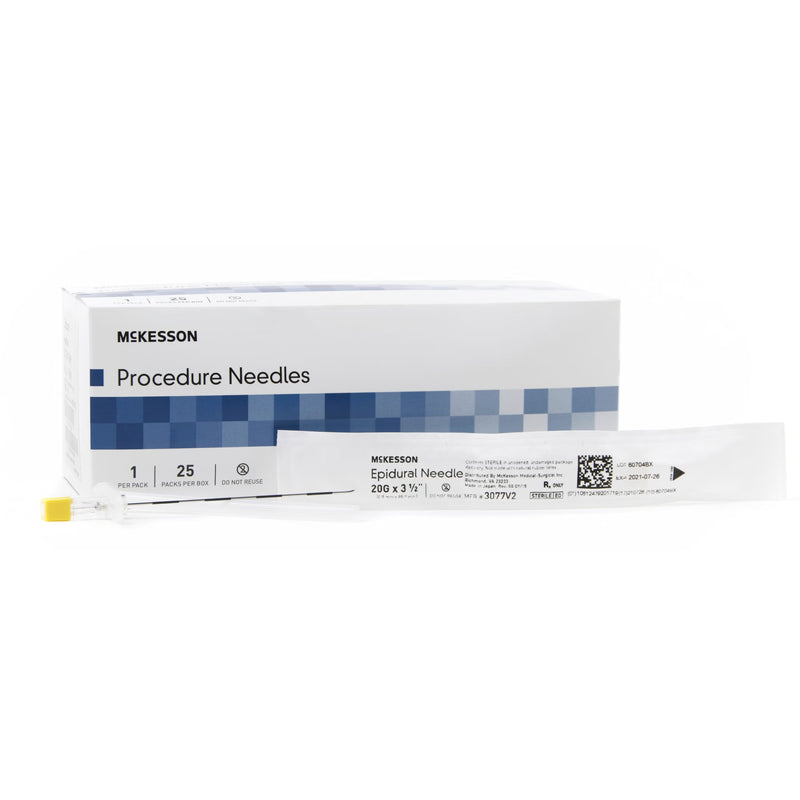 Epidural Needle McKesson Tuohy Style 20 Gauge 3-1/2 Inch Length Sterile (Case of 100)