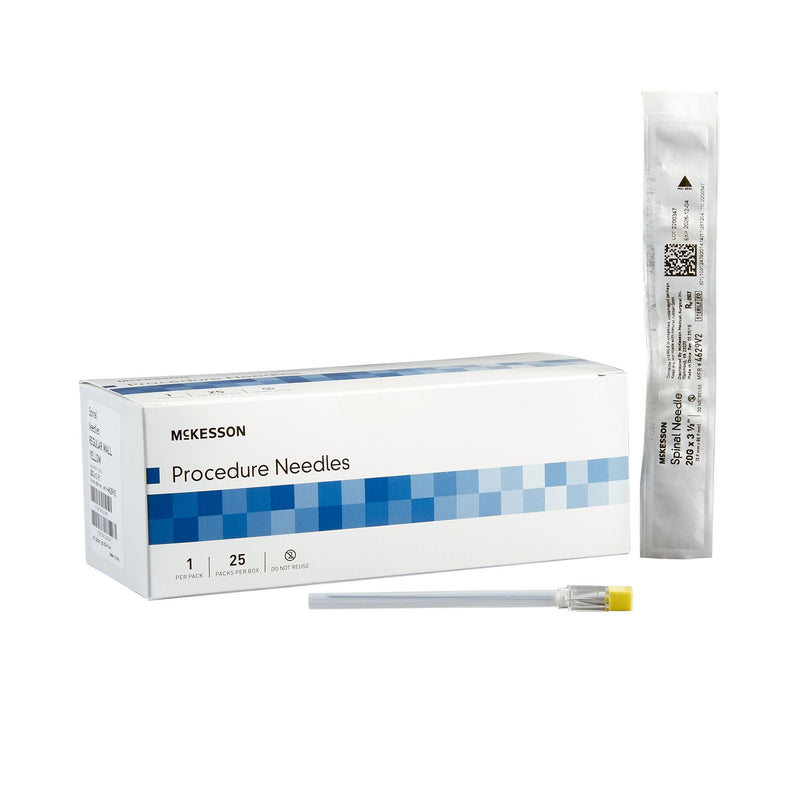 Spinal Needle McKesson Quincke Style 20 Gauge 3-1/2 Inch Length Sterile (Case of 100)