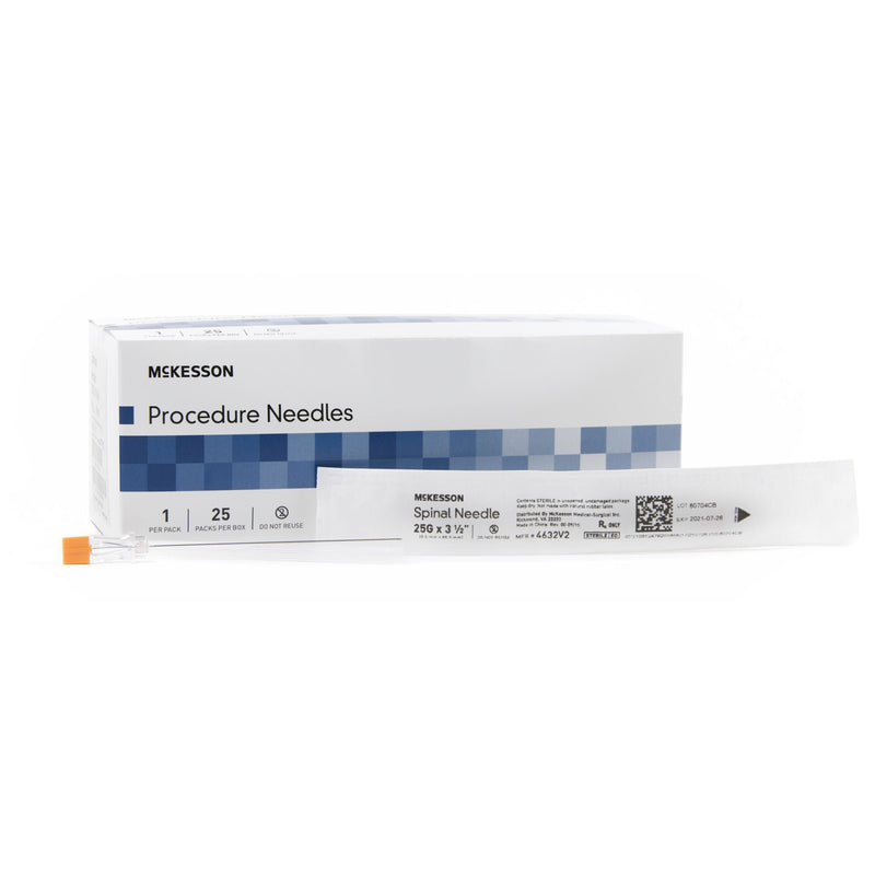 Spinal Needle McKesson Quincke Style 25 Gauge 3-1/2 Inch Length Sterile (Case of 100)
