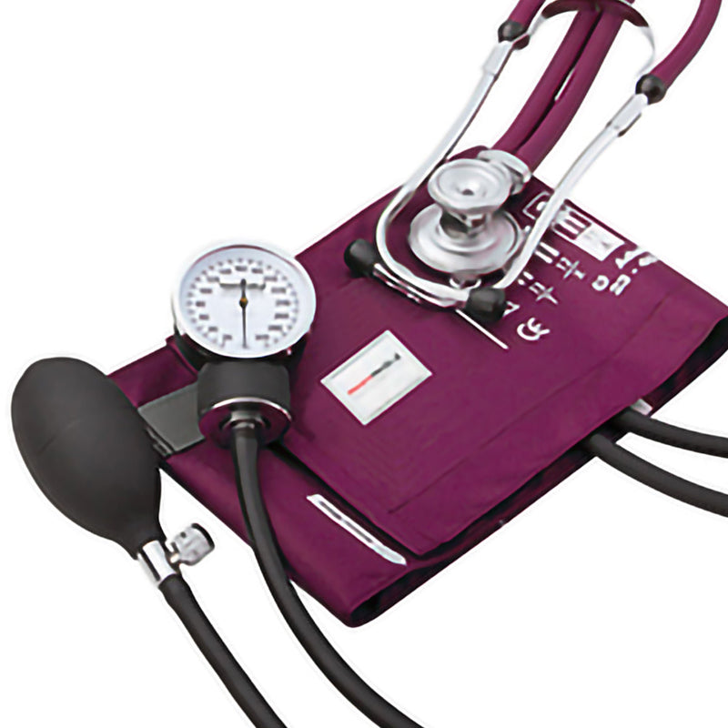 McKesson Premium Reusable Pocket Aneroid and Stethoscope Combo Set, Magenta (Case of 12)