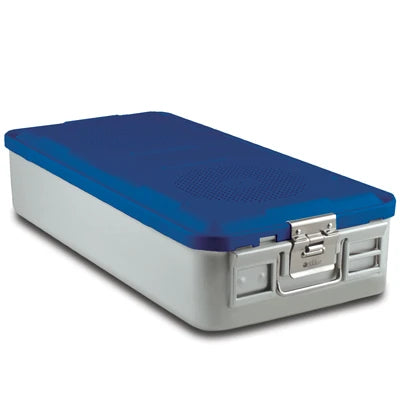 SklarLite Sterilization Container - Full-Size, Safe Lid, Perforated Bottom, 23" x 11" x 5", Blue - 10-4090
