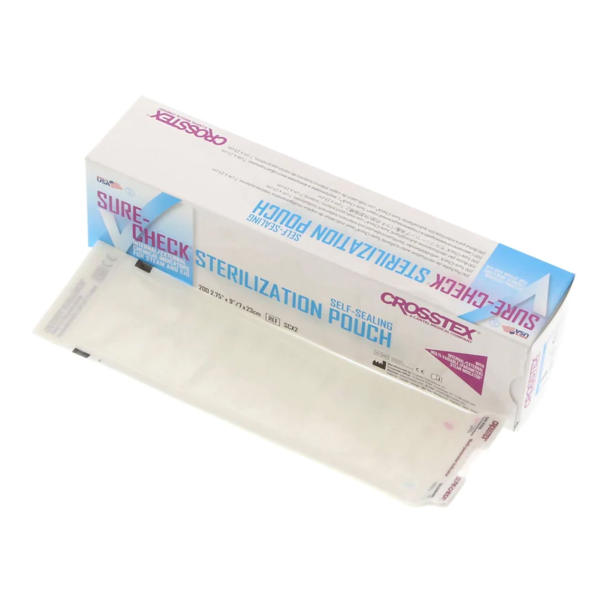 SPS Medical Supply Sure-Check Sterilization Pouch, 2¾ x 9 Inch (4000/CS) 
