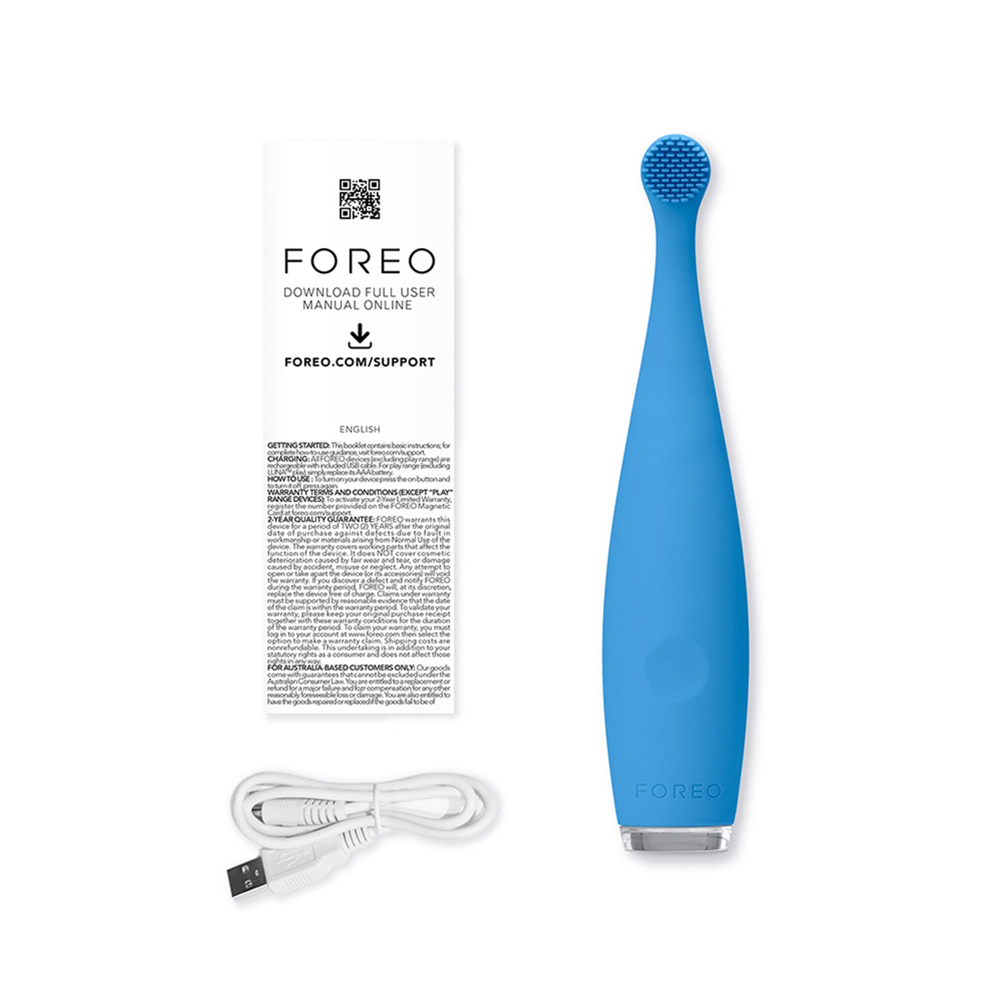 Foreo Inc ISSA baby Soft Silicone Sonic Toothbrush, Bubble Blue Dino 