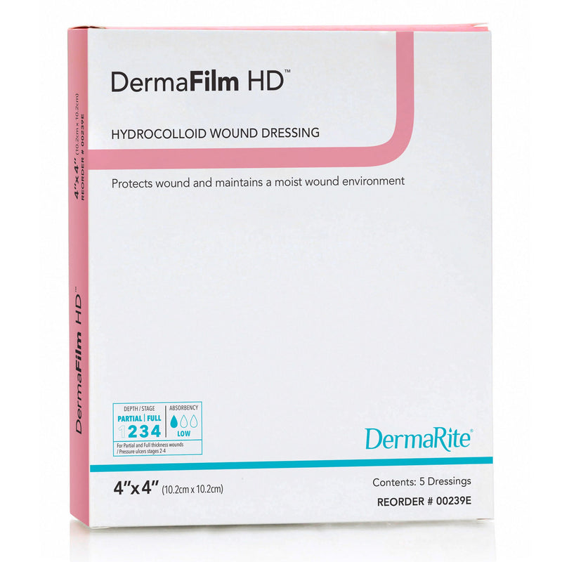 DermaFilm HD Hydrocolloid Dressing, 4 x 4 Inch (Box of 5)