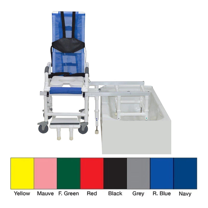 MJM International Bath Bench 100 Series Drop Arms Plastic Frame With Backrest 23 Inch Seat Width 300 lbs. Weight Capacity 