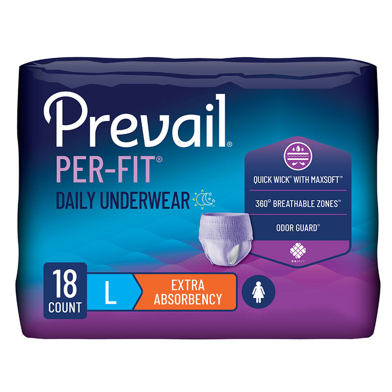 Prevail Per-Fit Women Extra Absorbent Underwear, Large (Case of 72)