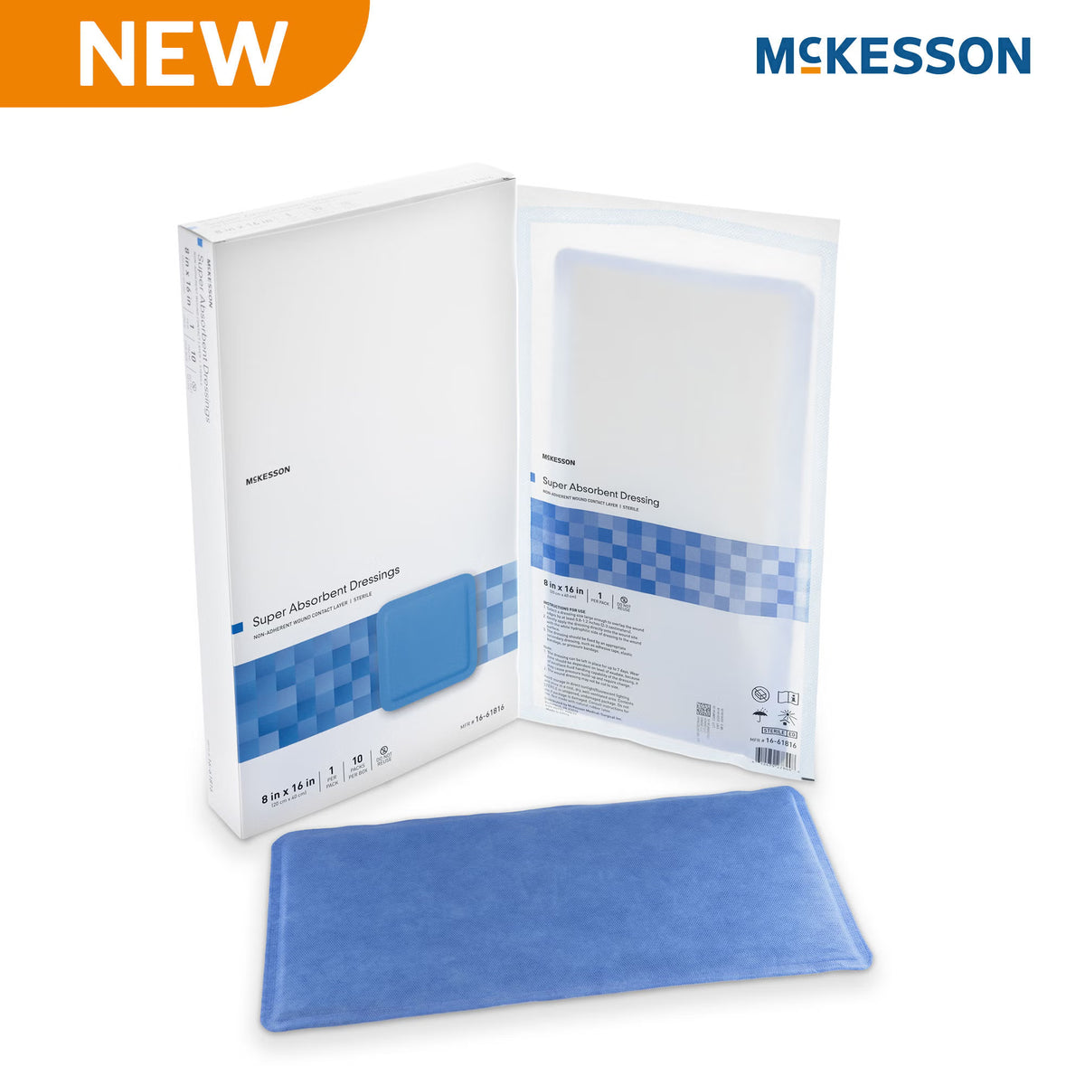 McKesson MedSurg Wound Dressing W/SAP 8"X16" (Case of 80)