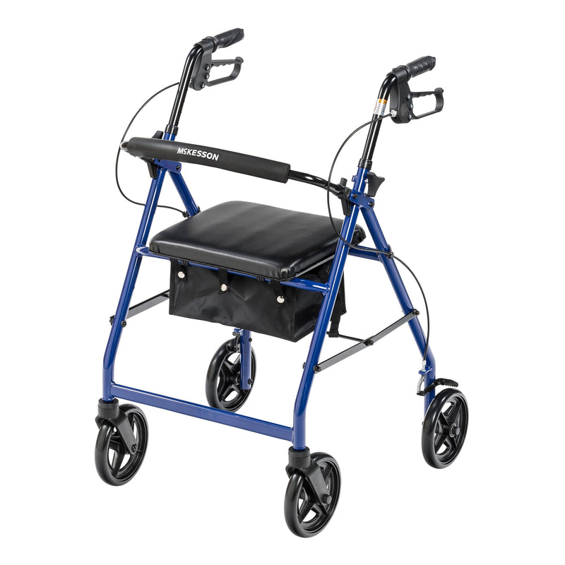 McKesson Blue Four-Wheel Rollator, 33 to 38 Inch Handle Height (Case)