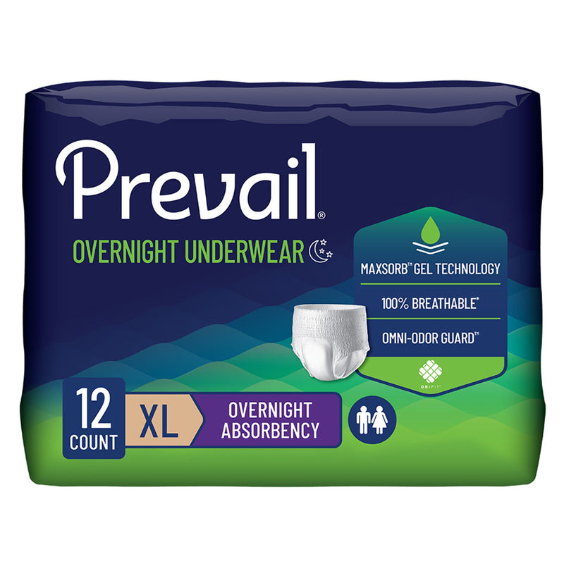 Prevail Overnight Absorbent Underwear, Extra Large (Case of 48)