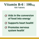 US Nutrition Nature's Bounty Vitamin B-6 100 mg Tablets 