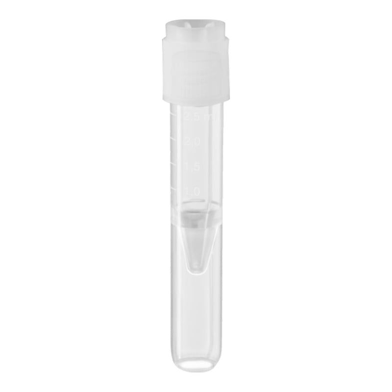 Test Tube Plain 2.5 mL Screw Cap Polypropylene Tube (Case of 1000)
