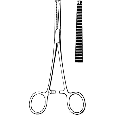 Merit Rochester-Ochsner Forceps - 6-1/4", Straight, Serrated, 1x2 Teeth - 97-504