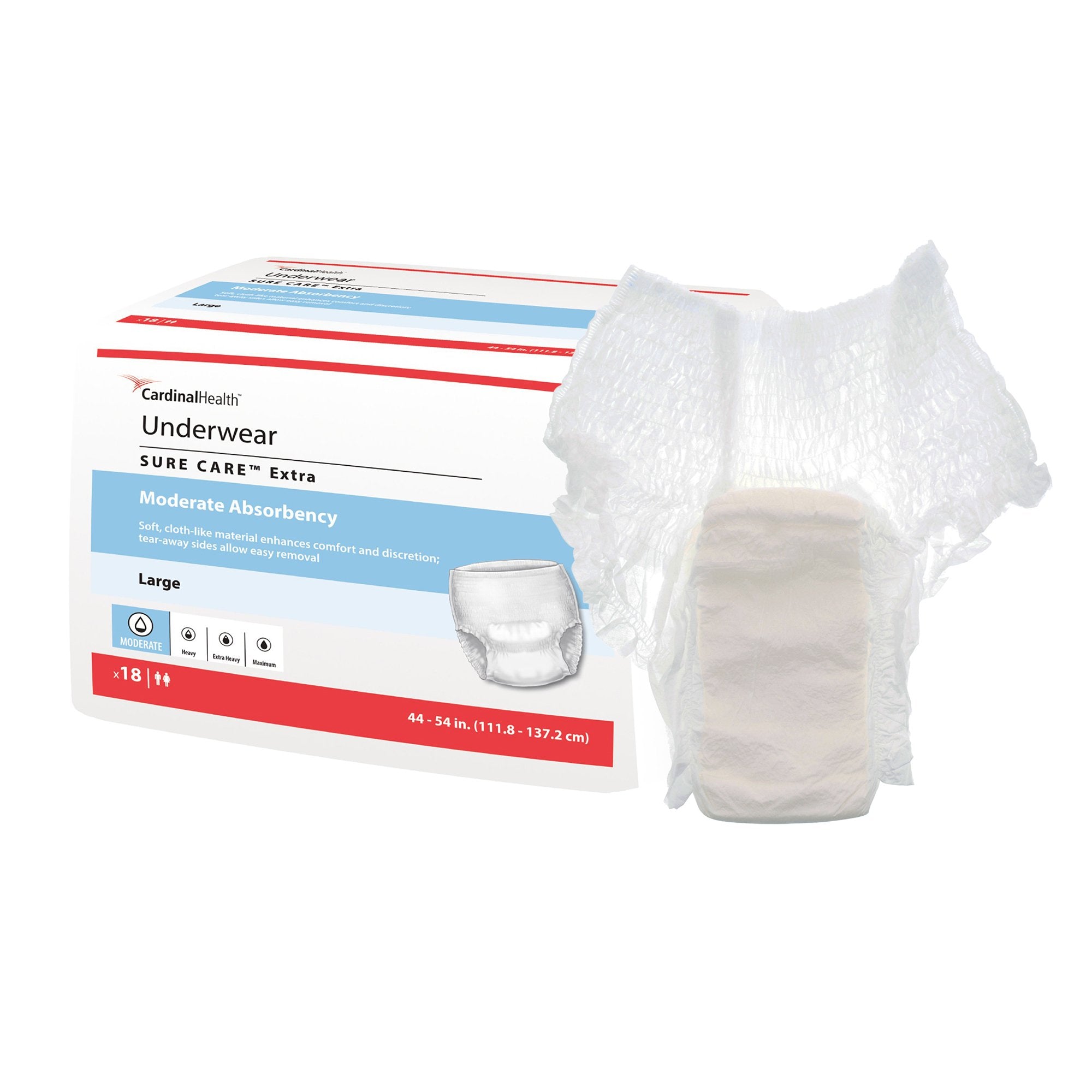 Cardinal Sure Care Extra Moderate Absorbency Incontinence Underwear, Large (72/CS) 