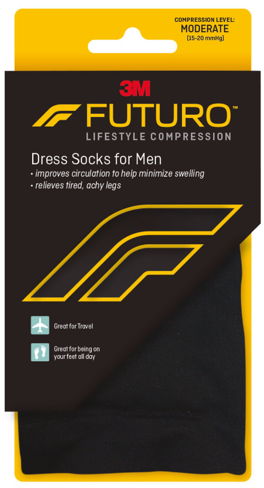 3M Company 3M Futuro Lifestyle Compression Firm Dress Socks for Men, Black, Medium (12/BX) 