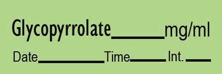 Drug Label Timemed Anesthesia Label Tape Glycopyrrolate mg/mL Date_Time_Int_ Green 1/2 X 1-1/2 Inch (Roll of 333)