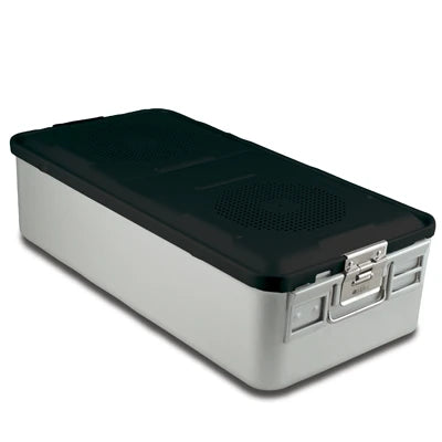 SklarLite Sterilization Container - Full-Size, Standard Lid, Perforated Bottom, 23" x 11" x 6", Black - 10-4118