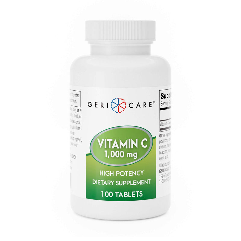 Vitamin C Supplement Geri-Care Ascorbic Acid 1,000 mg Strength Tablet 100 Per Bottle (Case of 24 Bottles)