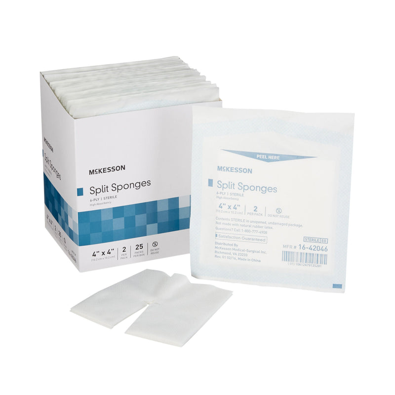 McKesson IV/Drain Split Dressing, 4 x 4 Inch, Six Ply (Case of 300)
