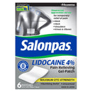 Salonpas Lidocaine 4% Pain Relieving Gel-Patches Maximum Strength (3/PK) 