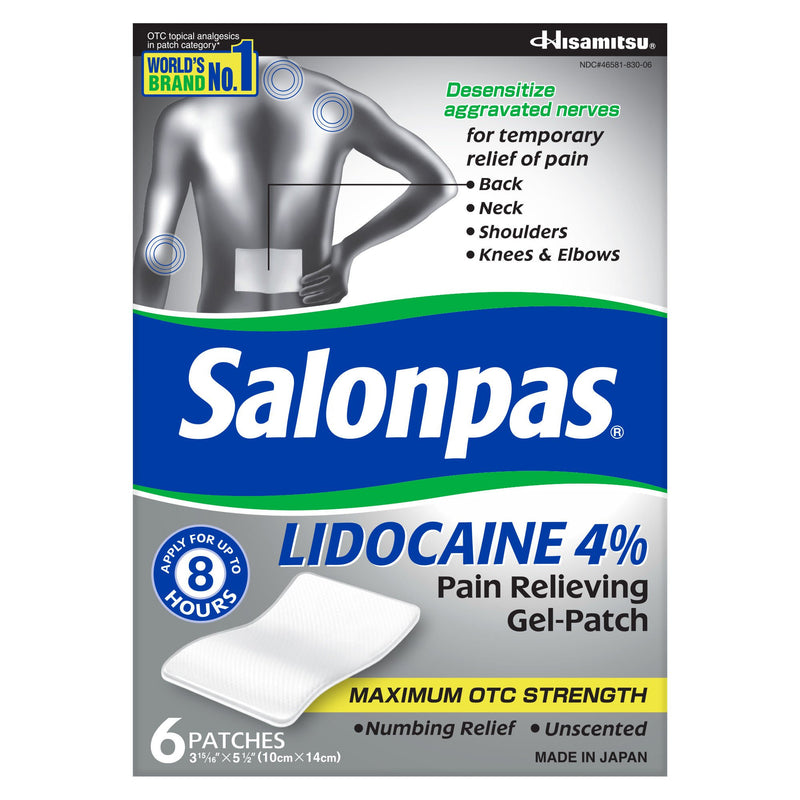 Salonpas Lidocaine 4% Pain Relieving Gel-Patches Maximum Strength (36/CS)