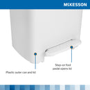 McKesson Waste Can with Step-On Pedal, White, 15.16 x 14.76 x 26.57 Inch (Case)