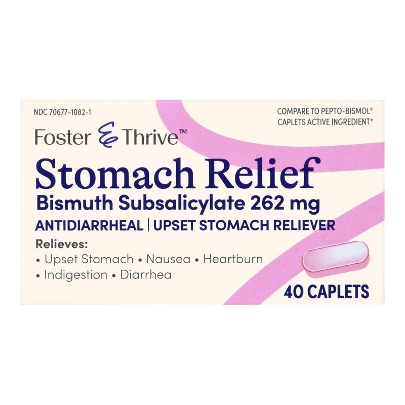 Foster & Thrive Stomach Relief 262 mg Bismuth Subsalicylate Caplets (Bottle of 40)