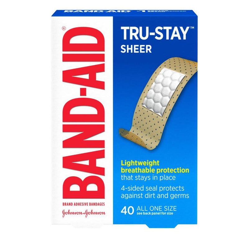 Band-Aid Tru-Stay Adhesive Strip, 3/4 x 3 Inch (Box of 40)
