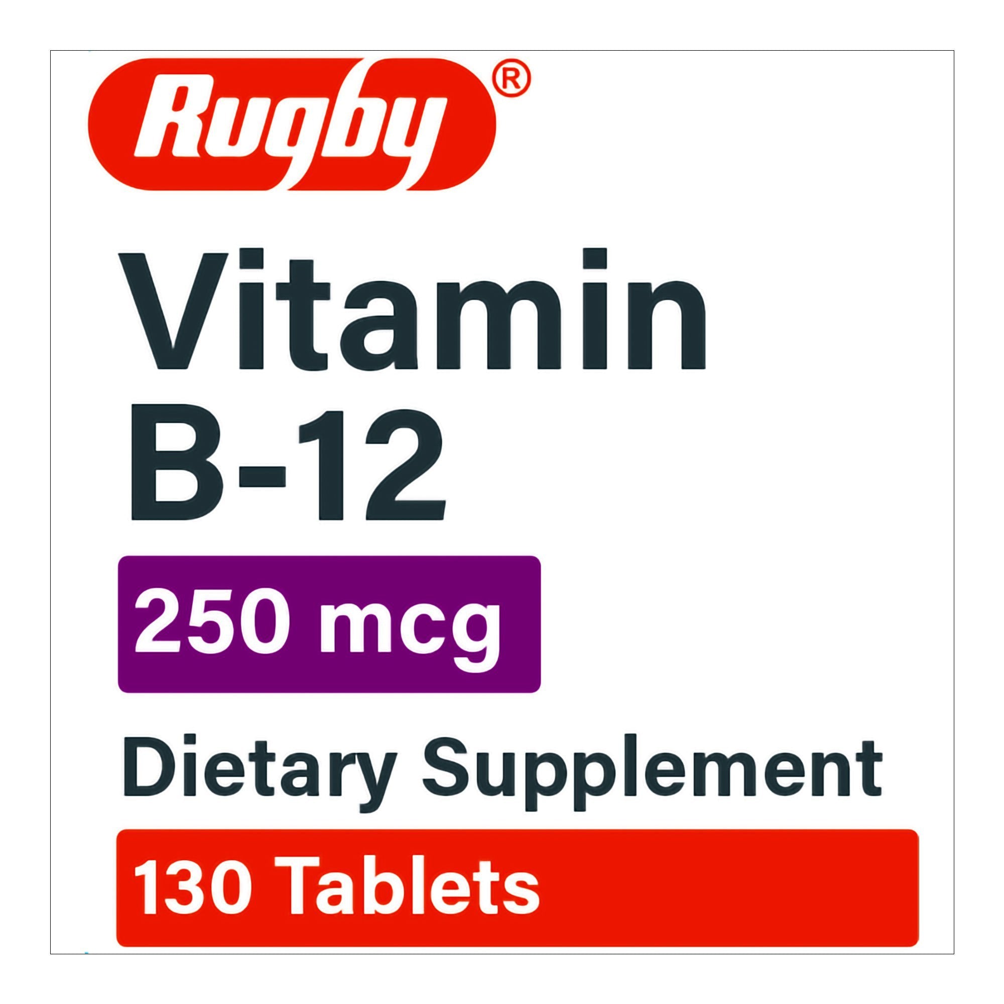 Rugby Vitamin B-12 Supplement (Bottle of 130) 