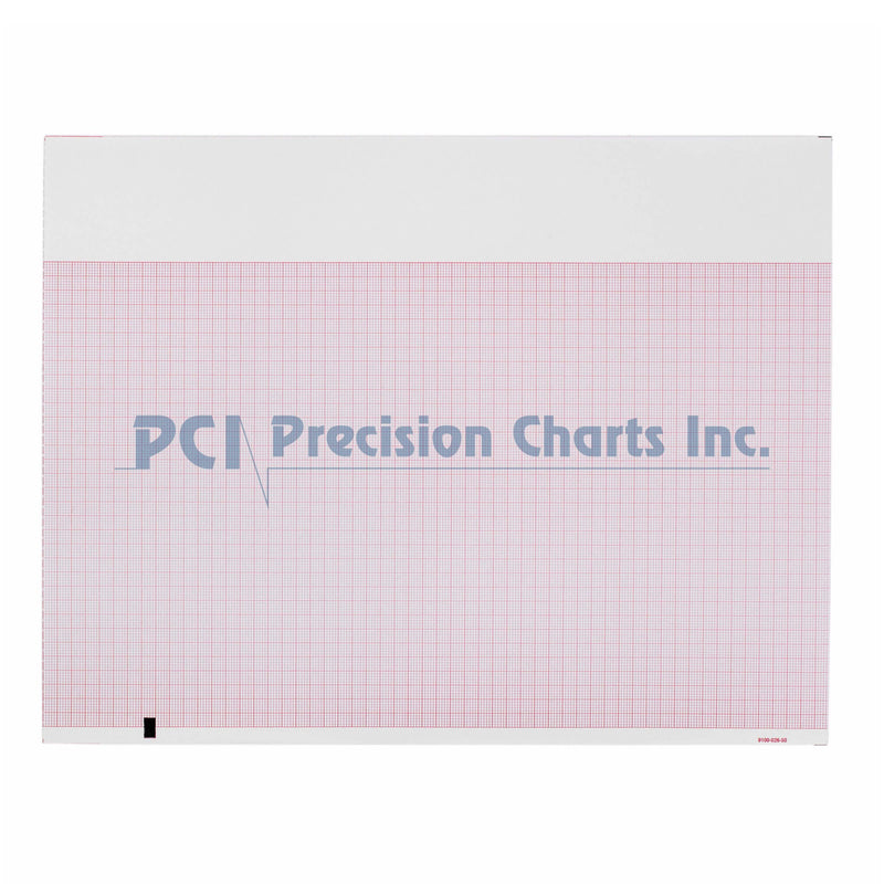 Precision Charts Thermal ECG Recording Paper with Red Grid, 8-1/2 x 11 Inch (Case of 12)