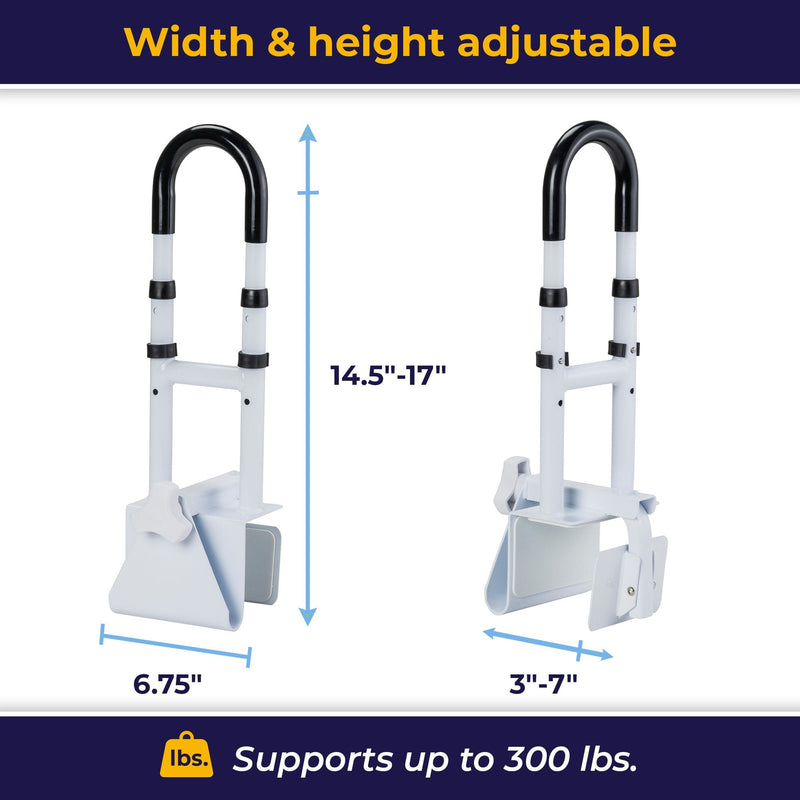 Drive DeVilbiss Healthcare drive Clamp-On Tub Rail, White Steel, 14.5 – 17 Inch Height 