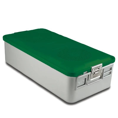 SklarLite Sterilization Container - Full-Size, Safe Lid, Perforated Bottom, 23" x 11" x 6", Green - 10-4140