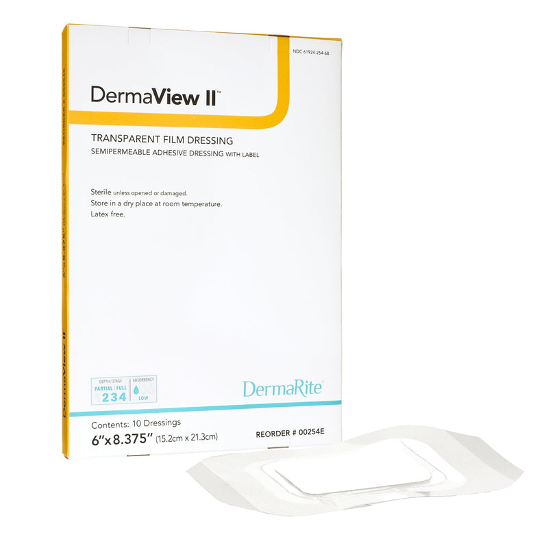 DermaView II Transparent Film Dressing with Border, 15.2 x 21.3 Centimeter (Box of 10)