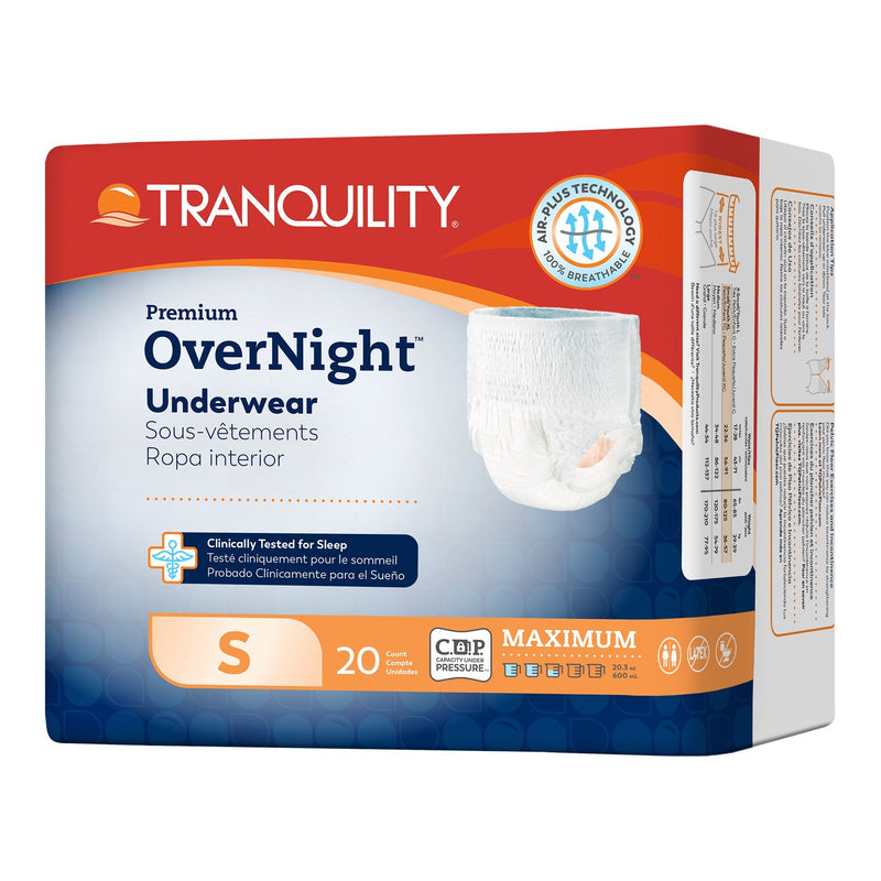 Principle Business Enterprises Tranquility Premium OverNight Disposable Absorbent Underwear, Small (80/CS) 