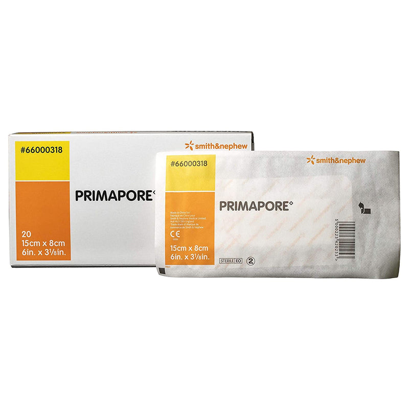 Primapore White Adhesive Dressing, 8 x 15 Centimeter (Case of 200)