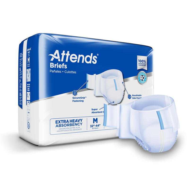 Attends Extra Heavy Absorbency Briefs, Medium (Case of 96)