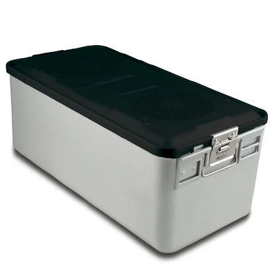 SklarLite Sterilization Container - Full-Size, Standard Lid, Non-Perforated Bottom, 23" x 11" x 10", Black - 10-4202 