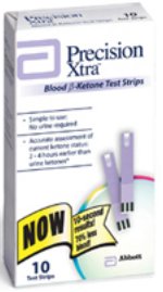 Blood Glucose and Ketone Test Strips Precision Xtra 10 Strips per Pack For Ketone Precision Meters 