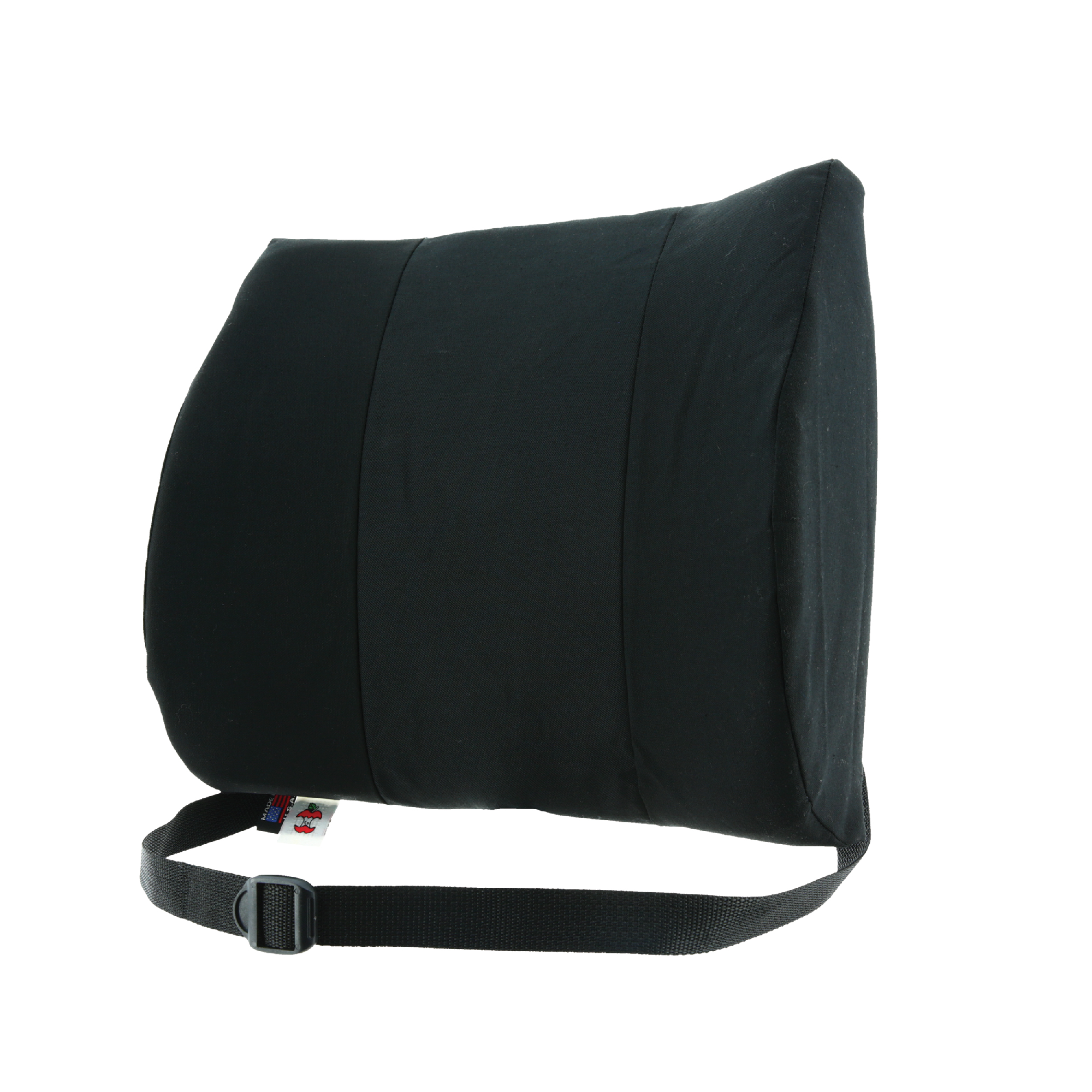 CUSHION BACK LUMBAR STDSITBACK W/STRAP 13X14 BLK