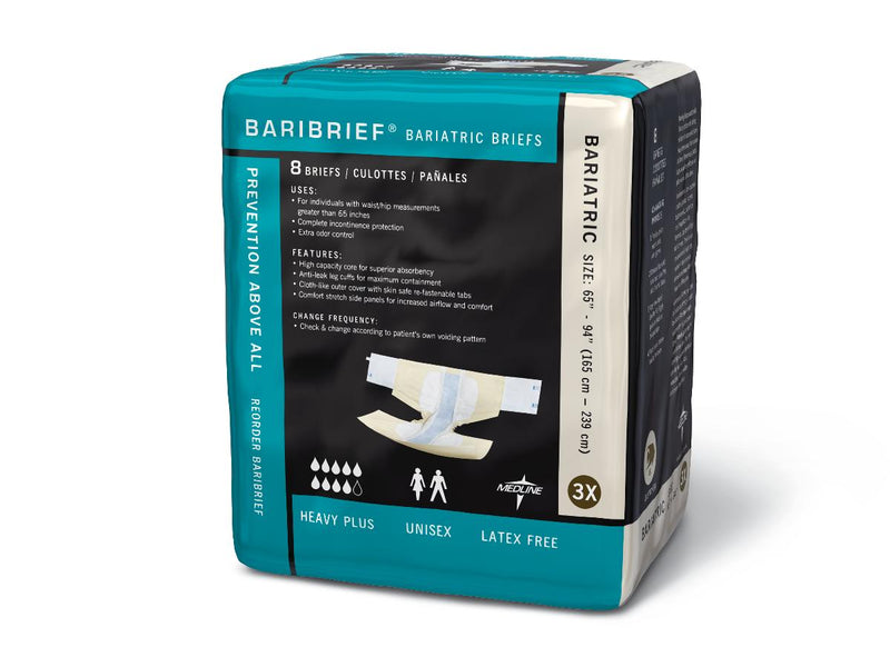 Medline Incontinence Brief FitRight Bariatric Adult 4X-Large Unisex Disposable Heavy Absorbency (BARIBRIEF / CS) 