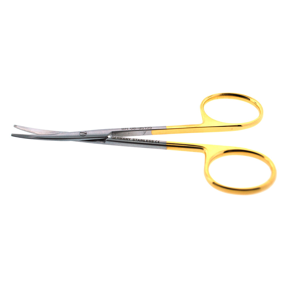 BR Surgical KAYE Dissecting & Face Lift Scissors, curved, delicate pattern, upper & lower saber-back blades with semi-sharp outside blades 4½" 